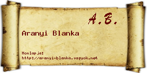 Aranyi Blanka névjegykártya