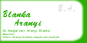 blanka aranyi business card